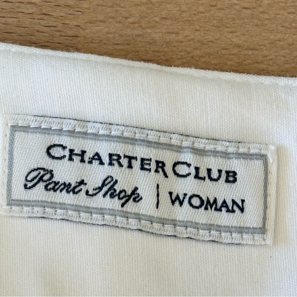 CHARTER CLUB Pant Shop White Stretch Pants Side Zip Women’s 14W Cotton Blend - Picture 5 of 14